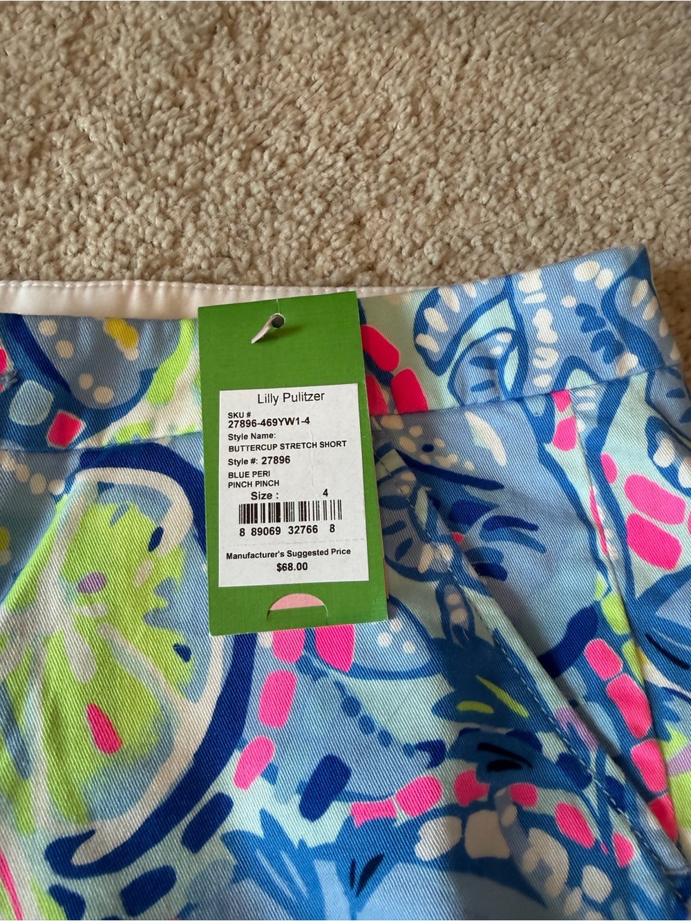 Lilly Pulitzer Blue Floral Scalloped Hem Skort with Pink & Yellow Accents - Picture 4 of 4